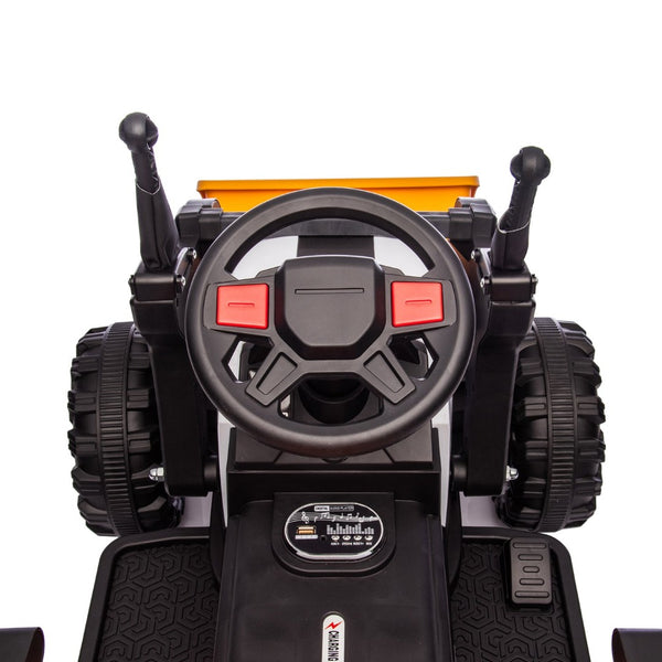 English Elm 24v Kids Electric Ride on Construction Tractor Swivel Seat Remote Control Toy W1578P294833