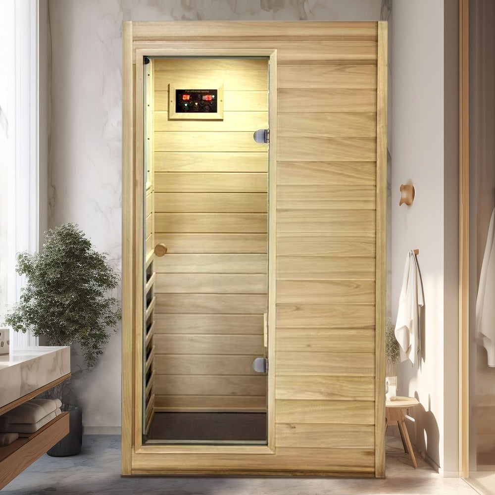 English Elm Xy-909mb-l--b European Aspen Infrared Sauna Cabin with Bluetooth and Digital Controls W5628P491822