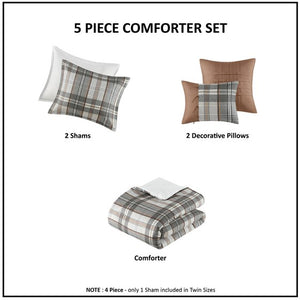 English Elm Full/Queen cozy plaid comforter set with antimicrobial microfiber, two shams & decorative throw pillows Multicolor 19.68 L x 13.39 W x 6.69 H B035P203245