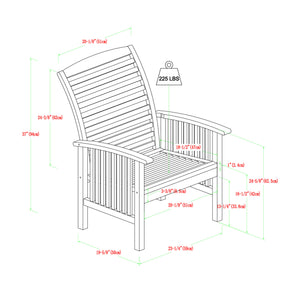 English Elm Walker Edison - Modern Acacia Slat-Back Patio Chairs with Cushions, 2-Piece Gray Wash Set — Durable Outdoor Seating B185P169390