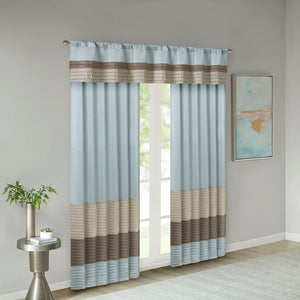 English Elm Polyoni Pintuck Curtain Panel - Elegant Striped Design, Light-Filtering, Versatile Hanging Options B03598066-GIGA