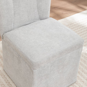 English Elm Linen Modern Dining Chairs Set of 2 — Padded Armless Fabric Side Chairs with Iron Legs, 250lb Capacity Gray W1170P365356