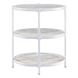 OSP Home Furnishings Renton 3-Tier Oval Table White/White