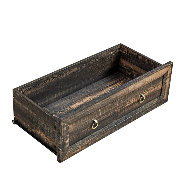 English Elm Farmhouse Tall Five Drawer Chest Rustic Oak Barn Door Style Organizer for Bedroom W2393P197394