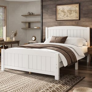 English Elm Full Metal Loft Bed with Sturdy Frame, Easy-Climb Ladder, Guardrails & Underbed Storage Space Light White W1580P374310