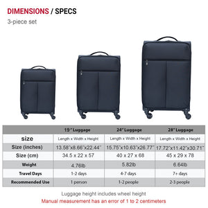 English Elm Oxford Cloth Spinner Suitcase Waterproof Soft Shell Travel Bag with Telescoping Handle W2710P242521