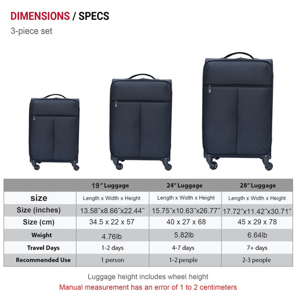 English Elm Oxford Cloth Spinner Suitcase Waterproof Soft Shell Travel Bag with Telescoping Handle W2710P242521