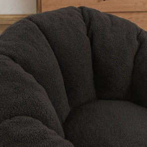 English Elm Bean Bag Lounge Chair Faux Fur Memory Foam Armrests Ergonomic Seat for Adults Dark Gray W2200P239870