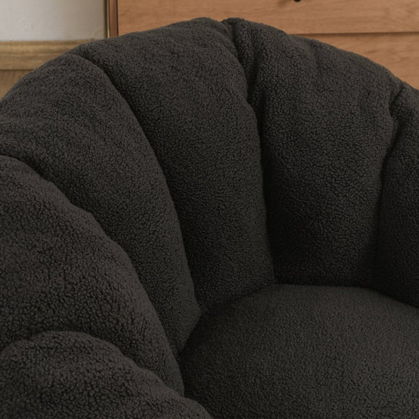 English Elm Bean Bag Lounge Chair Faux Fur Memory Foam Armrests Ergonomic Seat for Adults Dark Gray W2200P239870