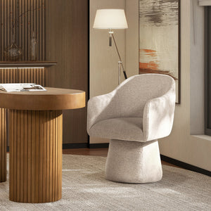 English Elm Jennifer Taylor Home - Marcy Swivel Upholstered Dining Arm Chair in Gray Chenille — Smooth Rotation, Modern Tapered Base, Cozy Comfort B2719P277872