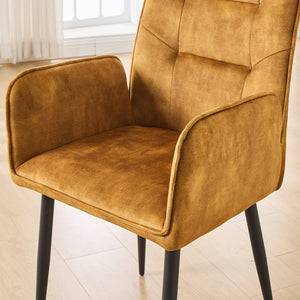 English Elm Modern Velvet Dining Chairs Set - Ergonomic Comfort With Stylish Iron Frames In Vibrant Mustard Yellow N842P284568Y