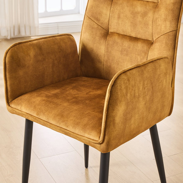 English Elm Modern Velvet Dining Chairs Set - Ergonomic Comfort With Stylish Iron Frames In Vibrant Mustard Yellow N842P284568Y