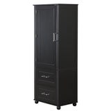 English Elm Tall Bathroom Storage Cabinet, Freestanding Storage Cabinet With Two Drawers and Adjustable Shelf, Mdf Board With Painted Finish, Black