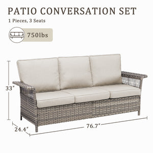 English Elm Outdoor Handwoven Pe Wicker Ottoman Set Patio Footrests with Weather Resistant Cushions Beige T3773P416504