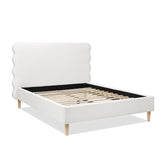 English Elm Stockholm Modern Wavy Headboard Platform Bed, Queen, Antique White Polyester