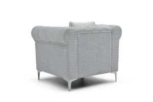 English Elm Sammy Rolled Arm Accent Chair Teddy Chenille Nailhead Trim Modern Living Room Seat B078P473039
