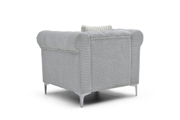 English Elm Sammy Rolled Arm Accent Chair Teddy Chenille Nailhead Trim Modern Living Room Seat B078P473039