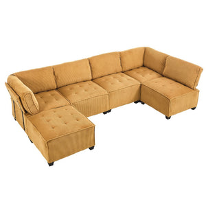 English Elm United We Win U-Shaped Modular Sectional Sofa With Reversible Chaise For Modern Living Spaces W1568S00158-GIGA