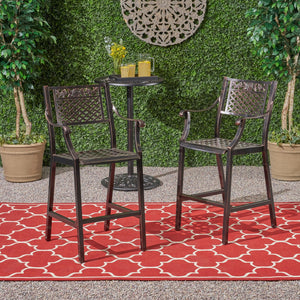 English Elm Christopher Knight Home® - TAHOE Athena Outdoor 29" Cast Aluminum Barstool Set of 2, Copper Finish, Weather-Resistant Mesh Scroll Design 65141.00
