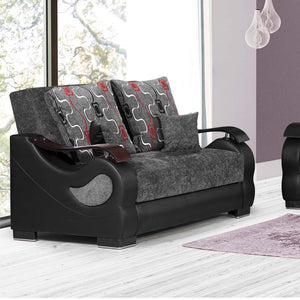 English Elm PrimeNest Urbanova Upholstered Convertible Loveseat with Storage, Gray Chenille, Sleeper & Compact Comfort B030P282384