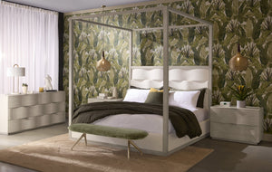 Sunpan Hoyos Nightstand - Elegant Light Oak Design with Warm Brass Handles and Soft-Close Drawers