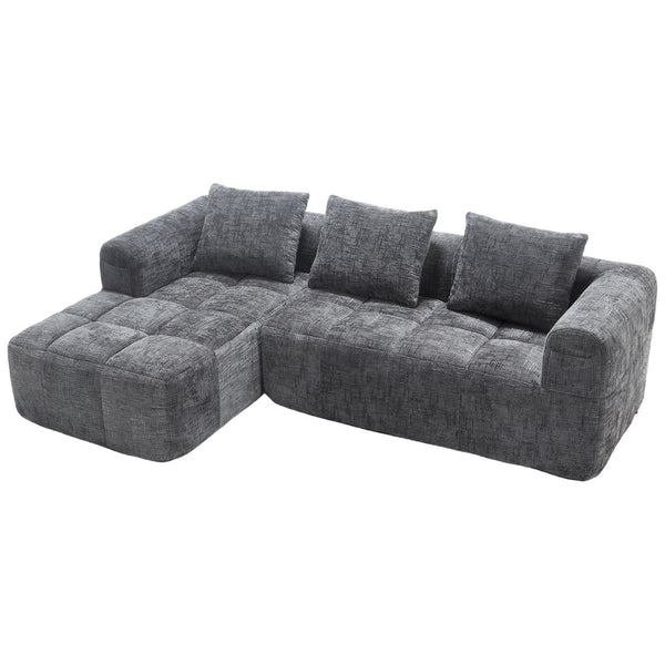 English Elm United Modern Chenille 98.42-Inch L-Shaped Modular Sectional Sofa With Chaise & Side Pockets P2 W1568S00146-GIGA