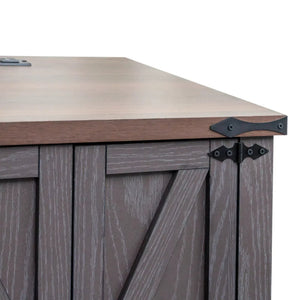 English Elm ON-TREND Farmhouse End Table with Built-In Charging Station, Rustic Walnut Top, Adjustable Shelf Grey N721P246478E
