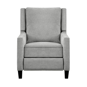 English Elm Modern Reclining Chair with Textured Upholstery, Nailhead Trim & Solid Wood Frame for Living Rooms Gray 30.75 L x 34 W x 27.25 H B011P190689