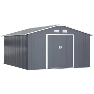 English Elm Durable Galvanized Steel Outdoor Storage Shed with Lockable Doors and Weather Resistance T3971S00223