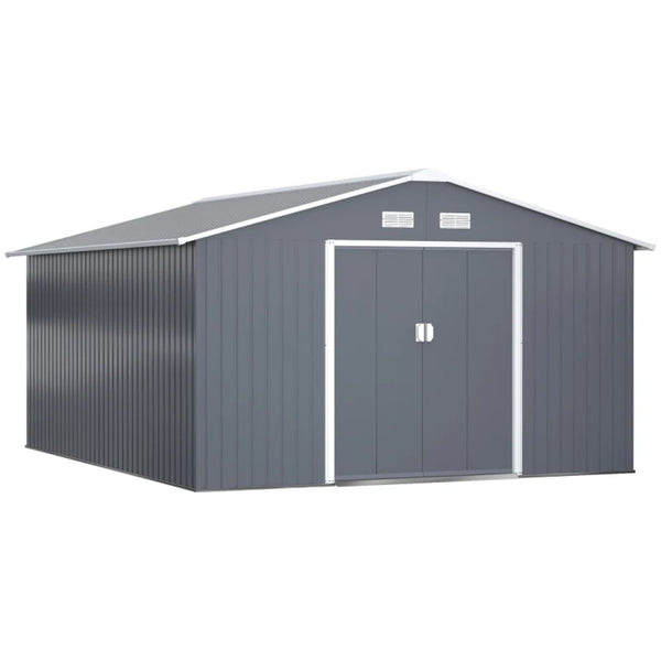English Elm Durable Galvanized Steel Outdoor Storage Shed with Lockable Doors and Weather Resistance T3971S00223