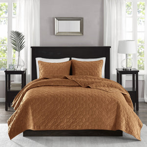 English Elm 3 Madison Park Harper Velvet Quilt Set Full/Queen with Antimicrobial Finish, Geometric Quilted Texture Rust 17.72 L x 16.14 W x 7.09 H B03597648