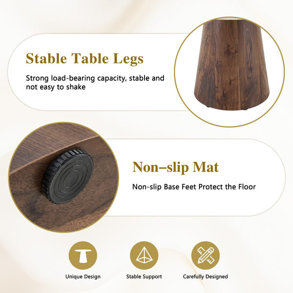 English Elm Table and Chair Set 42 Inch Round Stone Top with Rope Woven Wishbone Dining Seats W2920S00146
