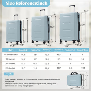 English Elm 6 Piece Hardshell Abs Travel Set with Spinner Wheels Combination Lock and Toiletry Bag Light Blue N732P391465N