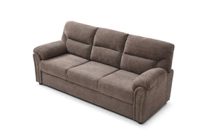 English Elm Hamilton Tufted Chenille Sofa with Nailhead Trim, Foam-Encased Coil Support and Removable Back Cushions Brown 33 L x 80 W x 23 H B078P349538