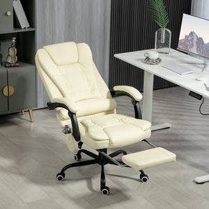 English Elm Vinsetto Ergonomic Home Office Chair with Mesh Back, Lumbar Support, Recline to 135° & Wheels Cream White W2225P250032
