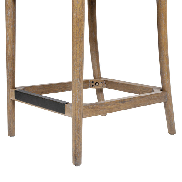 English Elm Jennifer Taylor Home - Leon Arched Back 27" Counter Stool Set of 2 in Ivory Bouclé with Rope-Wrapped Back, Eco Rubberwood Durable Finish B2719P245956