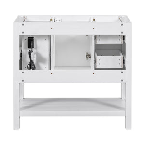 English Elm [cabinet Only] 36 Inch White Bathroom Vanity Oak Build with Usb Port and Open Shelf WF306444AAK