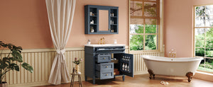English Elm 36'' Modern Bathroom Vanity Set With Sink, Mirror & 6 Open Shelves - Stylish Storage Solution! N710S236006C