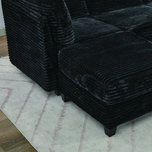 English Elm Corduroy Plush U-Shaped Sectional Sofa with Storage Ottoman, Pet-Friendly Durable Modular Comfort Black W2915S00063