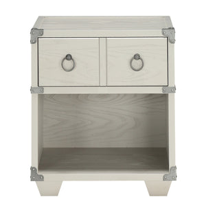 English Elm Grey 1-Drawer Nightstand with USB Charging Port, Open Shelf, Double Pull-Knobs, Compact 24.5"H B062P185698