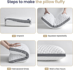 English Elm Cooling Queen Pillow Set with Gel Memory Foam Ice Silk Cover Medium Firm Support B2716P366611