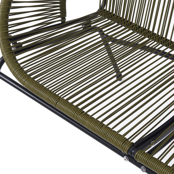English Elm Christopher Knight Home® - CONDESSA Modern Outdoor Wicker Loveseat with Hammock Weave, Durable PE Rattan & Powder Coat Iron Frame Green N775P241727G