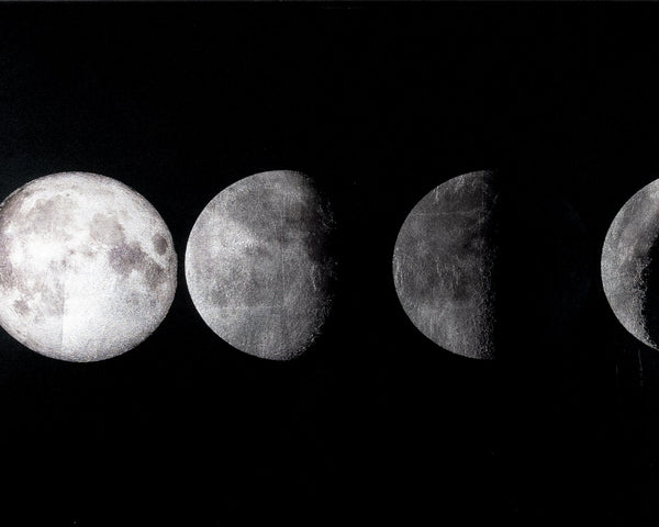 Sunpan MOON Phases Luxe Art Landscape - 72" x 30" Charcoal Frame with Silver Leaf Accents for Elegance A0330