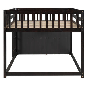 English Elm Full Over Bunk Bed with Four Drawers Three Shelves Pine and Mdf Kids Frame Espresso LT000267AAP-1