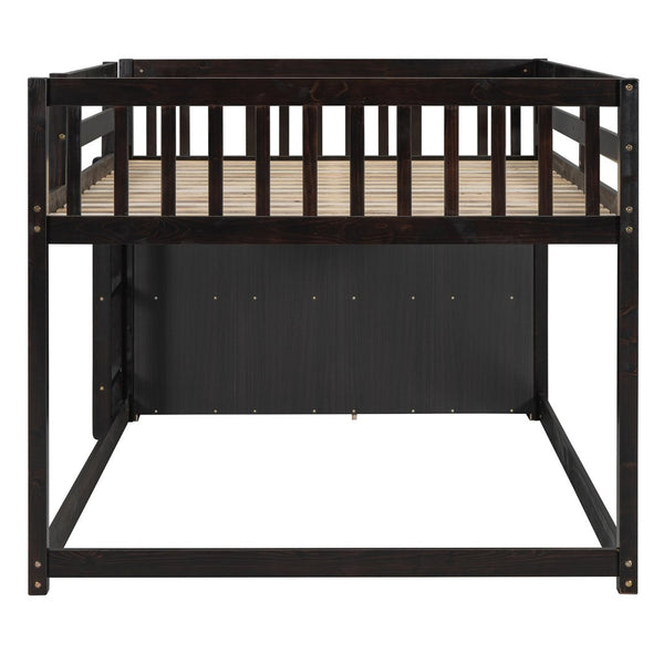 English Elm Full Over Bunk Bed with Four Drawers Three Shelves Pine and Mdf Kids Frame Espresso LT000267AAP-1