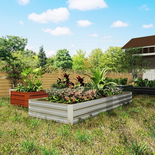 English Elm Outsunny Galvanized Steel Raised Garden Bed Rust Resistant Outdoor Planter Box W2225P485540