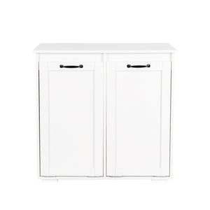 English Elm Laundry Cabinet Double Hampers with 2 Removable Liner Bags, Divided Sorting, Melamine Finish Storage W331P206345