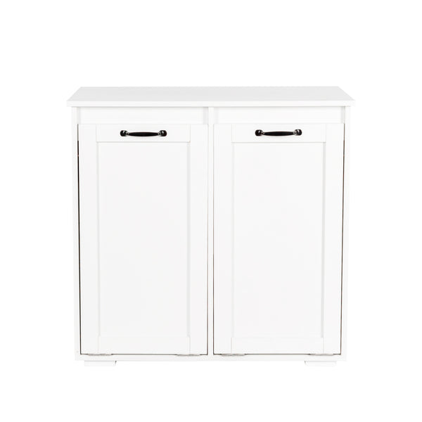 English Elm Laundry Cabinet Double Hampers with 2 Removable Liner Bags, Divided Sorting, Melamine Finish Storage W331P206345