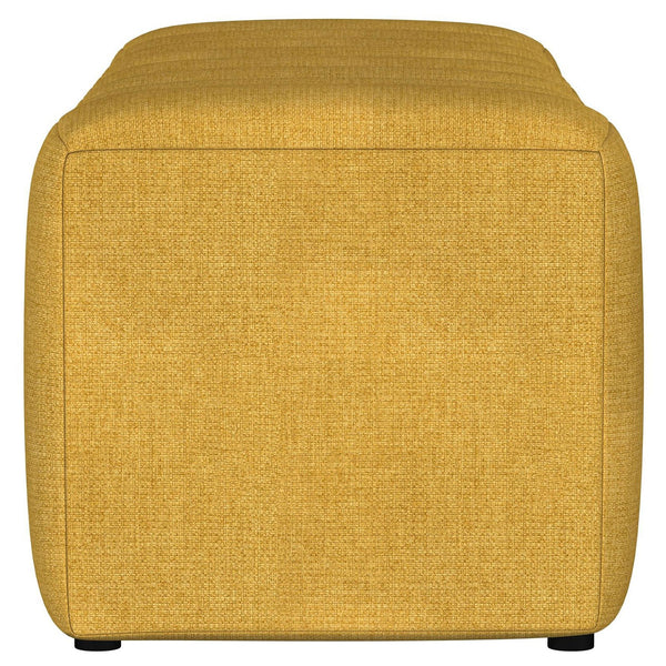 English Elm DelSur Mustard Yellow Upholstered Tufted Accent Bench — Curved Backless Design, Plush Modern Seating Elegance B062P299968