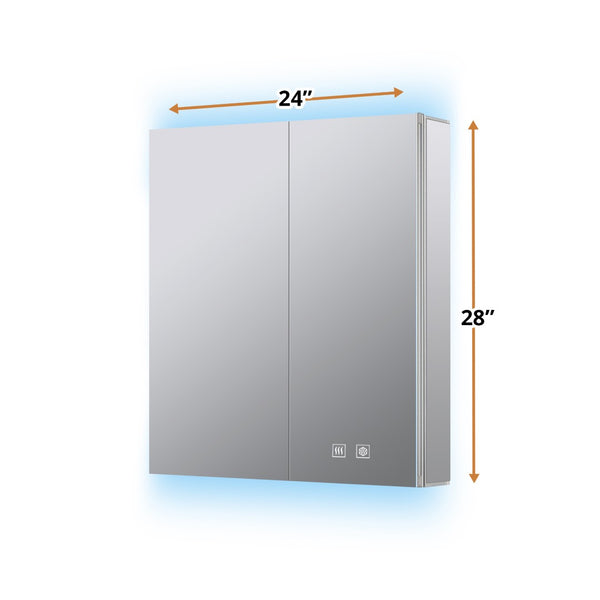 English Elm Corsica Aluminum Led Medicine Cabinet with Defogger and Soft Close Double Doors B2731P477797